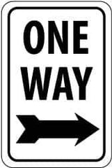 NMC - "One Way", "Right Arrow", 12" Wide x 18" High, Aluminum Parking Lot Traffic Signs - 0.08" Thick, Black on White, High Intensity Reflectivity, Rectangle, Post Mount - All Tool & Supply