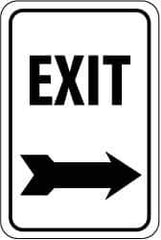 NMC - "Exit", "Right Arrow", 12" Wide x 18" High, Aluminum Parking Lot Traffic Signs - 0.08" Thick, Black on White, High Intensity Reflectivity, Rectangle, Post Mount - All Tool & Supply