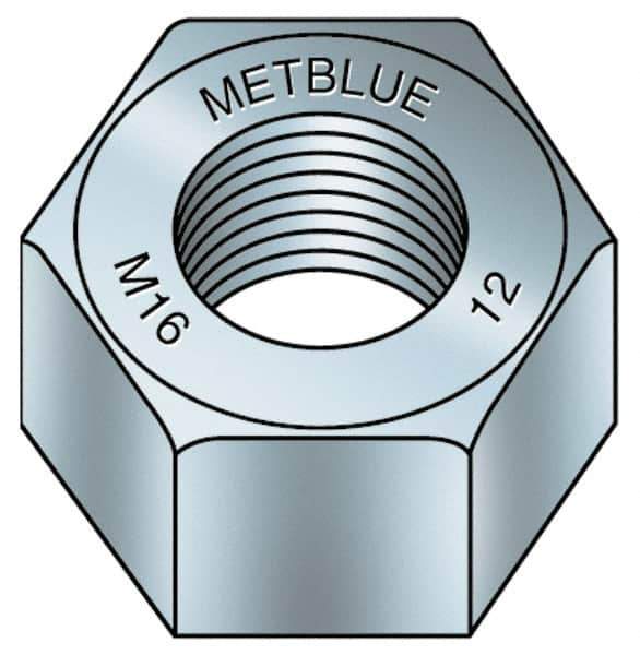 Value Collection - M16x2.00 Metric Coarse Steel Right Hand Hex Nut - 24mm Across Flats, 13mm High, Metric Blue Finish - All Tool & Supply