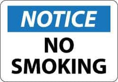 NMC - "Notice - No Smoking", 10" Long x 14" Wide, Pressure-Sensitive Vinyl Safety Sign - Rectangle, 0.004" Thick, Use for Accident Prevention - All Tool & Supply