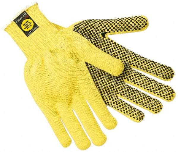 MCR Safety - Size S (7), PVC Coated Cut Resistant Gloves - Fully Coated Coated, Kevlar Lining, Knit Wrist, Yellow/Black, Paired - All Tool & Supply