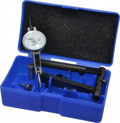 Fowler - 12 Piece, 0" to 0.06" Measuring Range, 1" Dial Diam, 0-15-0 Dial Reading, Horizontal White Dial Test Indicator Kit - 5/8" Contact Point Length, 0.04, 0.08 & 0.12" Ball Diam, 0.0005" Dial Graduation - All Tool & Supply