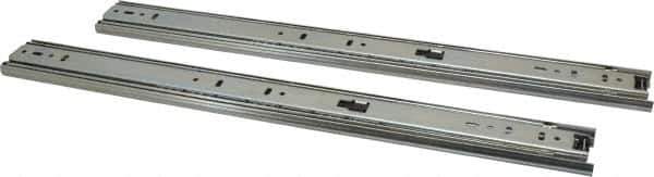 Knape & Vogt - 18" Slide Length, 18" Travel Length, Steel Precision Drawer Slide - 1/2" Wide, 1-13/16" High, 100 Lb Capacity at Full Extension, Chrome Finish - All Tool & Supply