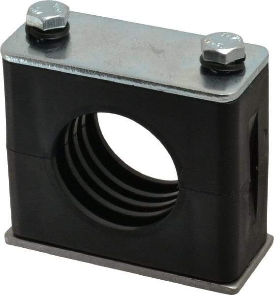 HYDAC - 2.83" Wide x 2.52" High x 1.18" Deep, Polypropylene Standard Duty Vibration-Control Clamp - Carbon Steel Plate, Mount with Weld Plate, Top Plate, Plastic Clamp Pair, Bolts - All Tool & Supply