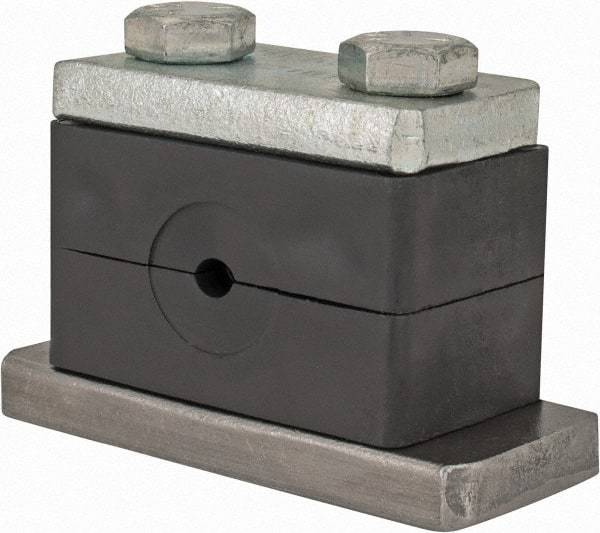 HYDAC - 2.87" Wide x 1.89" High x 1.18" Deep, Polypropylene Heavy Duty Vibration-Control Clamp - Carbon Steel Plate, Mount with Weld Plate, Top Plate, Plastic Clamp Pair, Bolts - All Tool & Supply