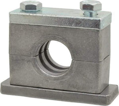 HYDAC - 3.35" Wide x 2.52" High x 1.18" Deep, Aluminum Heavy Duty Vibration-Control Clamp - Carbon Steel Plate, For 3/4" Pipe, Mount with Weld Plate, Top Plate, Plastic Clamp Pair, Bolts - All Tool & Supply