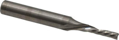 Onsrud - 1/8" Cutting Diam x 1/2" Length of Cut, 1 Flute, Downcut Spiral Router Bit - Uncoated, Right Hand Cut, Solid Carbide, 2" OAL x 1/4" Shank Diam, Single Edge, 21° Helix Angle - All Tool & Supply