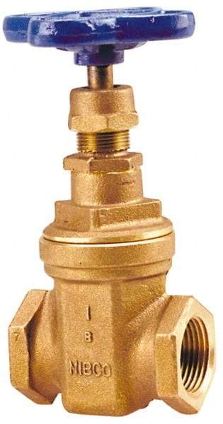 NIBCO - 2-1/2" Pipe, Class 150, Threaded Bronze Solid Wedge Stem Gate Valve - 300 WOG, 150 WSP, Screw-In Bonnet - All Tool & Supply