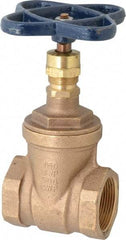 NIBCO - 1-1/2" Pipe, Class 150, Threaded Bronze Solid Wedge Stem Gate Valve - 300 WOG, 150 WSP, Screw-In Bonnet - All Tool & Supply