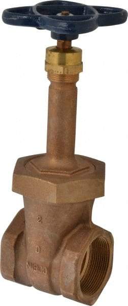 NIBCO - 2" Pipe, Class 150, Threaded Bronze Solid Wedge Rising Stem Gate Valve - 300 WOG, 150 WSP, Bolted Bonnet - All Tool & Supply