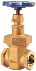 NIBCO - 1-1/4" Pipe, Class 150, Threaded Bronze Solid Wedge Stem Gate Valve - 300 WOG, 150 WSP, Union Bonnet - All Tool & Supply