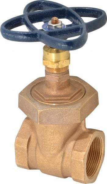 NIBCO - 1-1/2" Pipe, Class 150, Threaded Bronze Solid Wedge Stem Gate Valve - 300 WOG, 150 WSP, Union Bonnet - All Tool & Supply