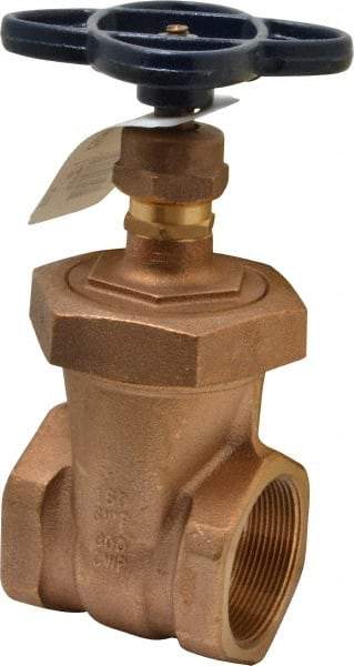 NIBCO - 2" Pipe, Class 150, Threaded Bronze Solid Wedge Stem Gate Valve - 300 WOG, 150 WSP, Union Bonnet - All Tool & Supply