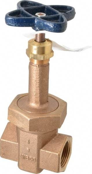 NIBCO - 1" Pipe, Class 200, Threaded Bronze Alloy Solid Wedge Rising Stem Gate Valve - 400 WOG, 200 WSP, Union Bonnet - All Tool & Supply