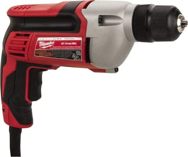 Milwaukee Tool - 3/8" Keyless Chuck, 2,800 RPM, Pistol Grip Handle Electric Drill - 8 Amps, 120 Volts, Reversible, Includes 3/8" Drill & Side Handle - All Tool & Supply