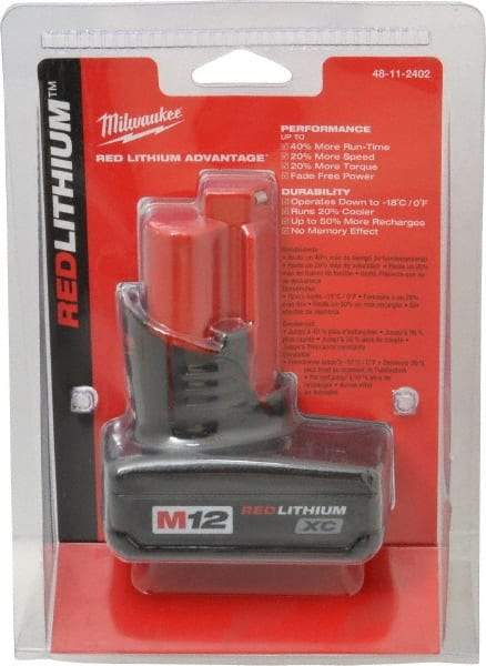 Milwaukee Tool - 12 Volt Lithium-Ion Power Tool Battery - 3 Ahr Capacity, 1/2 hr Charge Time, Series M12 XC RED - All Tool & Supply