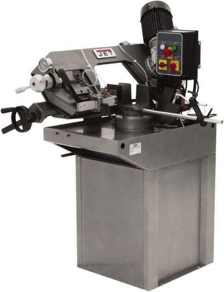 Jet - 7 x 7" Max Capacity, Manual Step Pulley Horizontal Bandsaw - 137 to 275 SFPM Blade Speed, 230 Volts, 45°, 3 Phase - All Tool & Supply