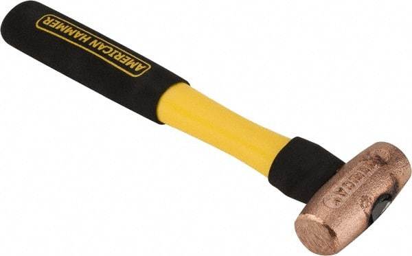 American Hammer - 1-1/2 Lb Head Nonsparking Mallet - 12" OAL, 11" Long Fiberglass Handle - All Tool & Supply