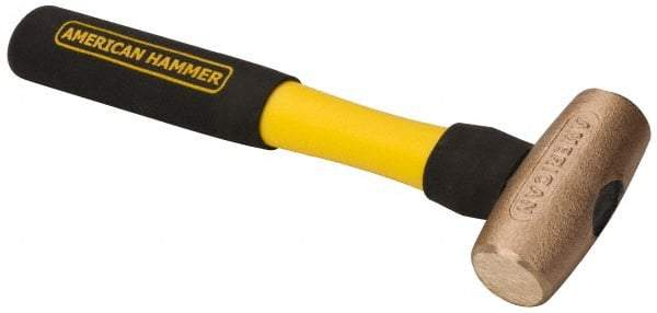 American Hammer - 2 Lb Head Nonsparking Mallet - 12" OAL, 11" Long Fiberglass Handle - All Tool & Supply