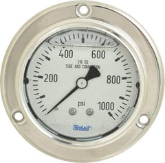 Wika - 2-1/2" Dial, 1/4 Thread, 0-1,000 Scale Range, Pressure Gauge - Lower Back Connection Mount, Accurate to 2-1-2% of Scale - All Tool & Supply