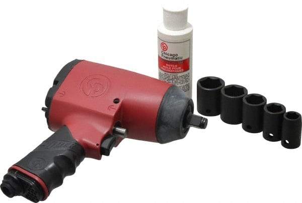 Chicago Pneumatic - 1/2" Drive, 6,400 RPM, 200 Ft/Lb Torque Impact Wrench - Pistol Grip Handle, 1,320 IPM, 12 CFM, 90 psi, 1/4" NPTF Inlet - All Tool & Supply