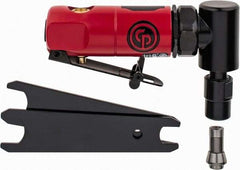 Chicago Pneumatic - 1/4" Collet, Angle Handle, Straight Air Die Grinder - 22,500 RPM, Front Exhaust, 22 CFM, 0.3 hp, 90 psi, 1/4" Inlet - All Tool & Supply