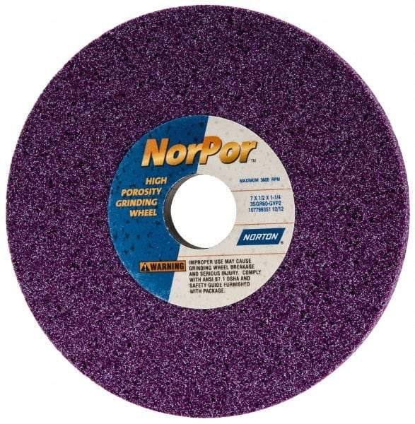 Norton - 7" Diam x 1-1/4" Hole x 1/2" Thick, G Hardness, 60 Grit Surface Grinding Wheel - Ceramic, Type 1, Medium Grade, 3,600 Max RPM, Vitrified Bond, No Recess - All Tool & Supply