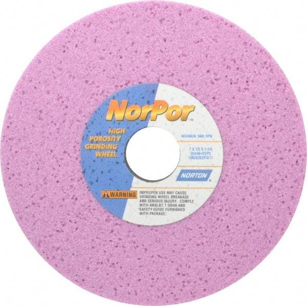 Norton - 7" Diam x 1-1/4" Hole x 1/2" Thick, G Hardness, 46 Grit Surface Grinding Wheel - Aluminum Oxide, Type 1, Coarse Grade, 3,600 Max RPM, Vitrified Bond, No Recess - All Tool & Supply