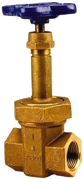 NIBCO - 1-1/4" Pipe, Class 300, Threaded Bronze Alloy Solid Wedge Rising Stem Gate Valve with Stainless Steel Trim - 600 WOG, 300 WSP, Union Bonnet - All Tool & Supply