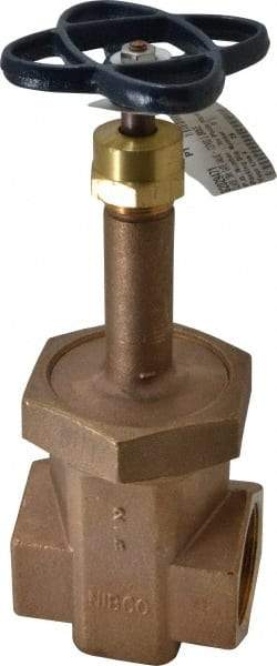 NIBCO - 2" Pipe, Class 300, Threaded Bronze Alloy Solid Wedge Rising Stem Gate Valve with Stainless Steel Trim - 600 WOG, 300 WSP, Union Bonnet - All Tool & Supply