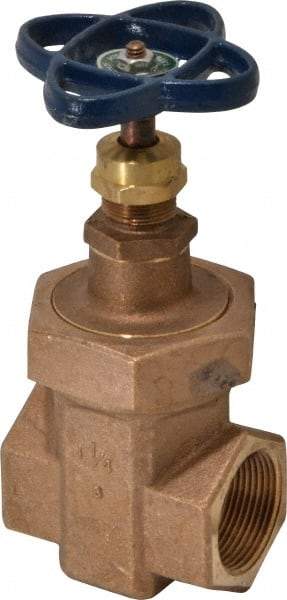 NIBCO - 1-1/4" Pipe, Class 300, Threaded Bronze Alloy Solid Wedge Stem Gate Valve - 600 WOG, 300 WSP, Union Bonnet - All Tool & Supply