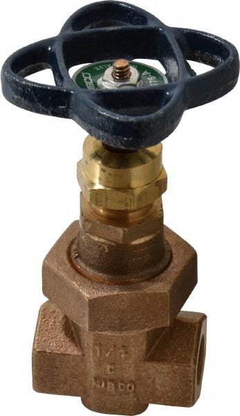 NIBCO - 1/4" Pipe, Class 300, Threaded Bronze Alloy Solid Wedge Stem Gate Valve - 600 WOG, 300 WSP, Union Bonnet - All Tool & Supply