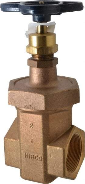 NIBCO - 2" Pipe, Class 300, Threaded Bronze Alloy Solid Wedge Stem Gate Valve - 600 WOG, 300 WSP, Union Bonnet - All Tool & Supply