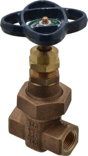 NIBCO - 3/8" Pipe, Class 300, Threaded Bronze Alloy Solid Wedge Stem Gate Valve - 600 WOG, 300 WSP, Union Bonnet - All Tool & Supply