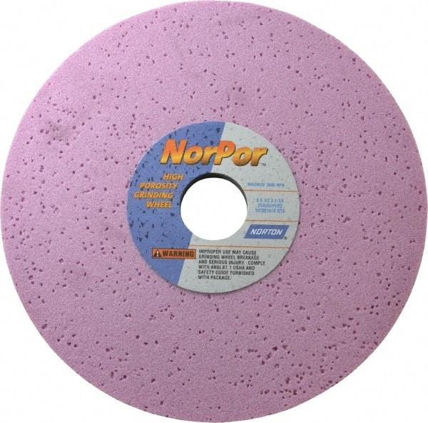 Norton - 8" Diam x 1-1/4" Hole x 1/2" Thick, H Hardness, 60 Grit Surface Grinding Wheel - Aluminum Oxide, Type 1, Medium Grade, 3,600 Max RPM, Vitrified Bond, No Recess - All Tool & Supply