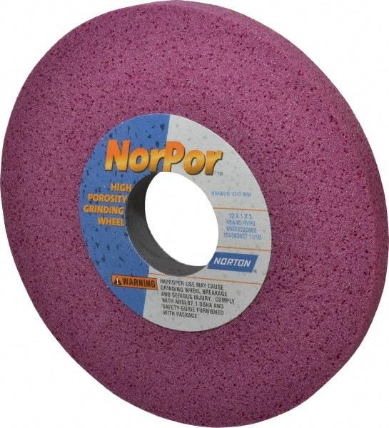 Norton - 12" Diam x 3" Hole x 1" Thick, H Hardness, 46 Grit Surface Grinding Wheel - Aluminum Oxide, Type 1, Coarse Grade, 2,710 Max RPM, Vitrified Bond, No Recess - All Tool & Supply