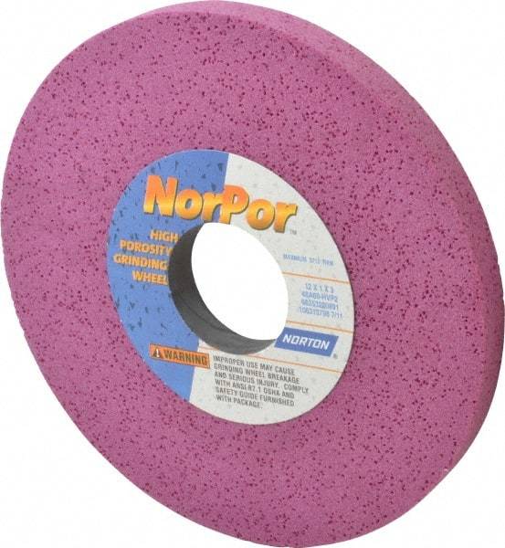 Norton - 12" Diam x 3" Hole x 1" Thick, H Hardness, 60 Grit Surface Grinding Wheel - Aluminum Oxide, Type 1, Medium Grade, 2,710 Max RPM, Vitrified Bond, No Recess - All Tool & Supply