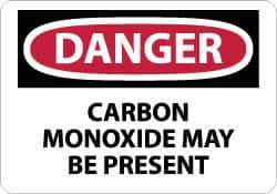 NMC - "Danger - Carbon Monoxide May Be Present", 10" Long x 14" Wide, Pressure-Sensitive Vinyl Safety Sign - Rectangle, 0.004" Thick, Use for Hazardous Materials - All Tool & Supply