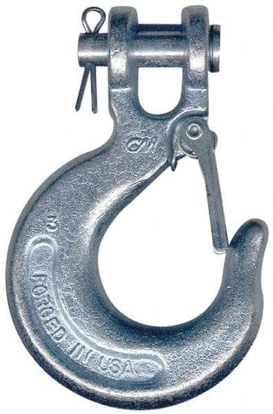 CM - 1/4 Inch Chain Diameter, Grade 43 Clevis Hook - 2,600 Lbs. Load Capacity, 0.36 Inch Inside Diameter, 0.31 Inch Pin Diameter, 0.72 Inch Hook Throat, 2.27 Inch Overall Length, 2.33 Inch Hook Width - All Tool & Supply