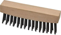 Weiler - 3 Rows x 15 Columns Steel Scratch Brush - 4-1/2" Brush Length, 4-5/8" OAL, 1-1/8" Trim Length, Wood Straight Handle - All Tool & Supply