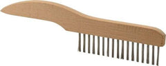 Weiler - 1 Rows x 17 Columns Stainless Steel Scratch Brush - 5" Brush Length, 10" OAL, 1-1/16" Trim Length, Wood Shoe Handle - All Tool & Supply