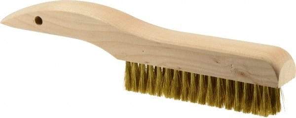 Weiler - 4 Rows x 18 Columns Brass Plater Brush - 5" Brush Length, 10" OAL, 1" Trim Length, Wood Shoe Handle - All Tool & Supply