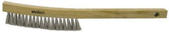 Weiler - 4 Rows x 19 Columns Stainless Steel Plater Brush - 5-1/2" Brush Length, 13" OAL, 1" Trim Length, Wood Curved Handle - All Tool & Supply