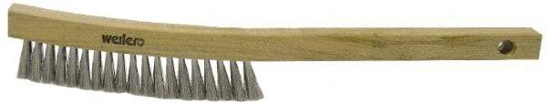 Weiler - 4 Rows x 18 Columns Stainless Steel Plater Brush - 5" Brush Length, 10" OAL, 1" Trim Length, Wood Shoe Handle - All Tool & Supply