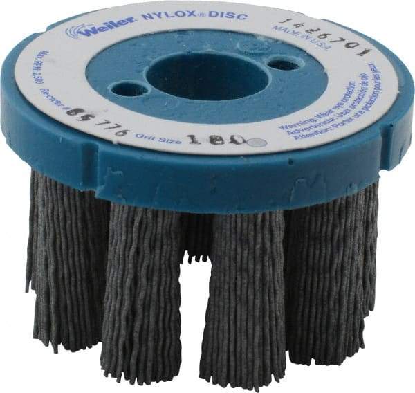 Weiler - 3" 180 Grit Silicon Carbide Crimped Disc Brush - Very Fine Grade, Plain Hole Connector, 1-1/2" Trim Length, 7/8" Arbor Hole - All Tool & Supply