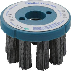 Weiler - 3" 120 Grit Silicon Carbide Crimped Disc Brush - Fine Grade, Plain Hole Connector, 1-1/2" Trim Length, 7/8" Arbor Hole - All Tool & Supply