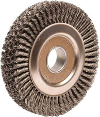 Weiler - 10" OD, 2" Arbor Hole, Knotted Steel Wheel Brush - 1-3/4" Face Width, 1-3/4" Trim Length, 0.023" Filament Diam, 4,500 RPM - All Tool & Supply