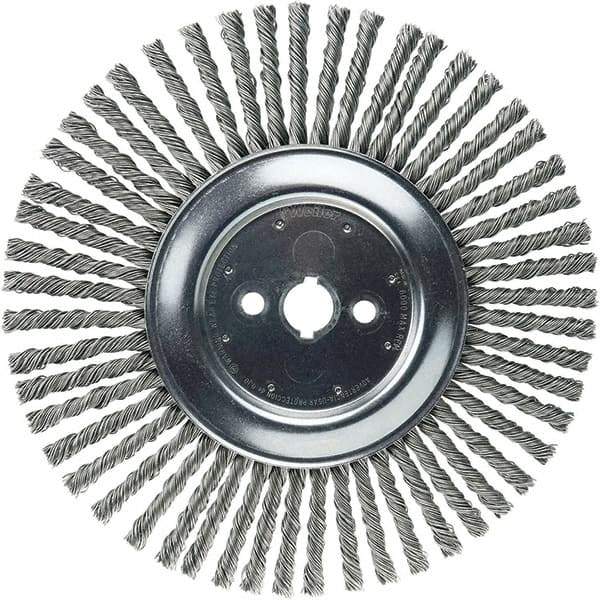 Weiler - 12" OD, 1" Arbor Hole, Stringer Bead Steel Wheel Brush - 3/8" Face Width, 2-3/4" Trim Length, 6,000 RPM - All Tool & Supply