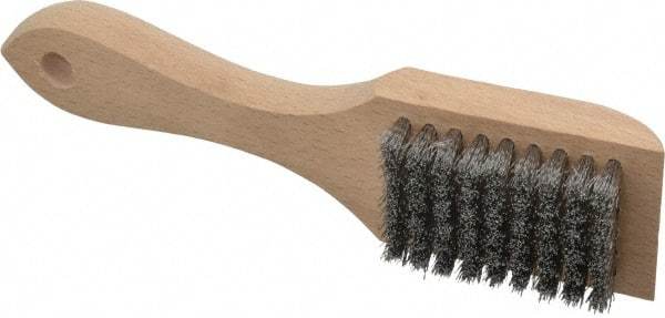 Weiler - 6 Rows x 9 Columns Aluminum Scratch Brush - 6-3/4" OAL, 1/2" Trim Length, Wood Straight Handle - All Tool & Supply