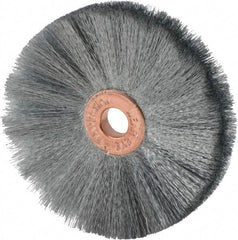 Weiler - 2" OD, 1/4" Arbor Hole, Crimped Steel Wheel Brush - 3/8" Face Width, 3/4" Trim Length, 0.003" Filament Diam, 20,000 RPM - All Tool & Supply